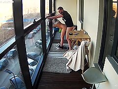 Busty Teen in Hot Smoking Action on the Balcony